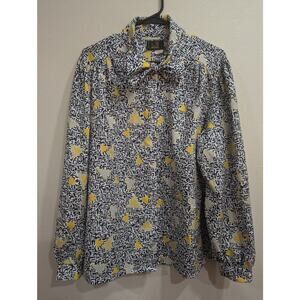 Vintage 1970's printed secretary blouse w/bow tie, The Gold Card Collection 22W